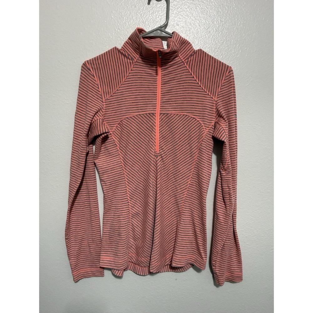 Columbia Sportswear Women's Layer First Half Zip Knit Shirt Orange Striped XS